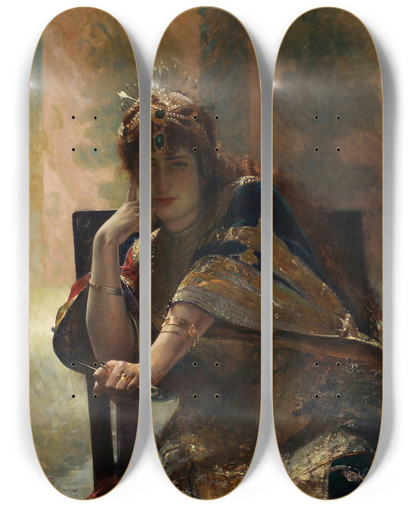 Triptych art skateboard deck of Douard Frdric Wilhelm Richter Orientalin by douard Frdric Wilhelm Richter (1844-1913)