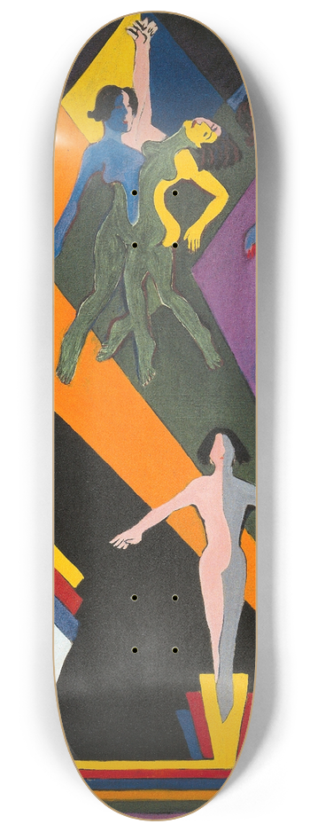 Ernst Ludwig Kirchner - dancing girls in colourful rays 8.25 inch art skate deck
