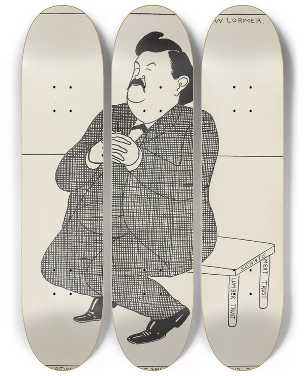 Triptych art skateboard deck of Carlo De Fornaro Mortals Immortals Pl34 by Carlo de Fornaro (1872-1949)