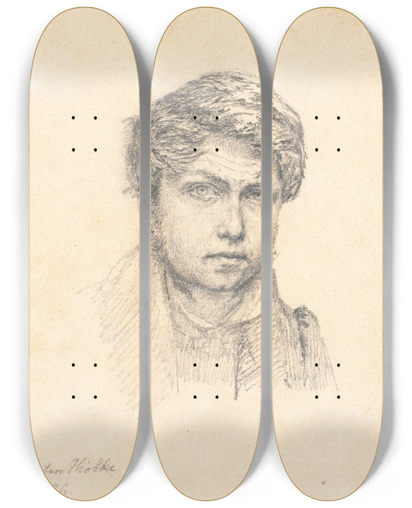 Triptych art skateboard deck of Christen Kbke Kunstnerens Selvportrt_1 by Christen Kobke (1810-1848)