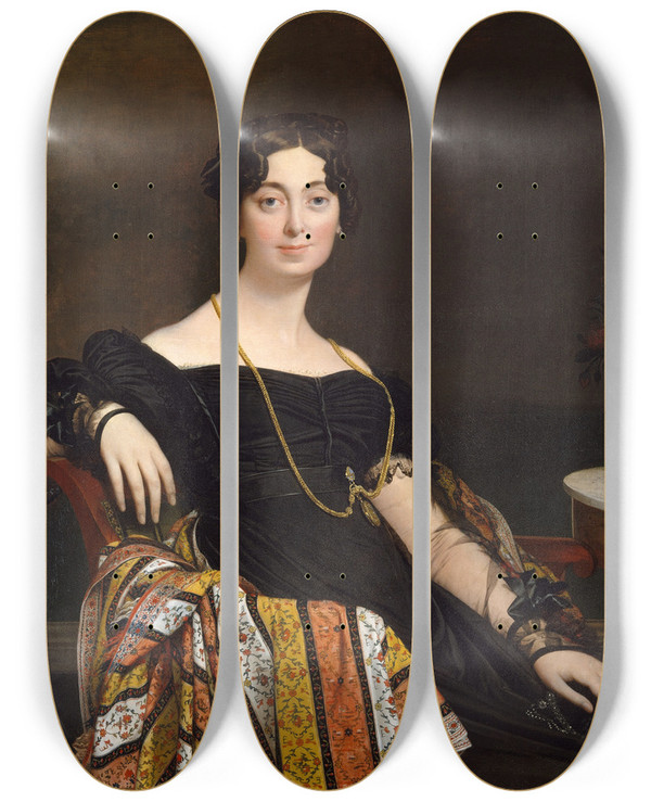 Triptych art skateboard deck of Jean Auguste Dominique Ingres Madame Jacqueslouis Leblanc Franoise Poncelle by Jean Auguste Dominique Ingres (1780-1867)