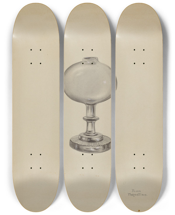 Triptych art skateboard deck of John Tarantino Spark Lamp_3 by John Tarantino (1935)