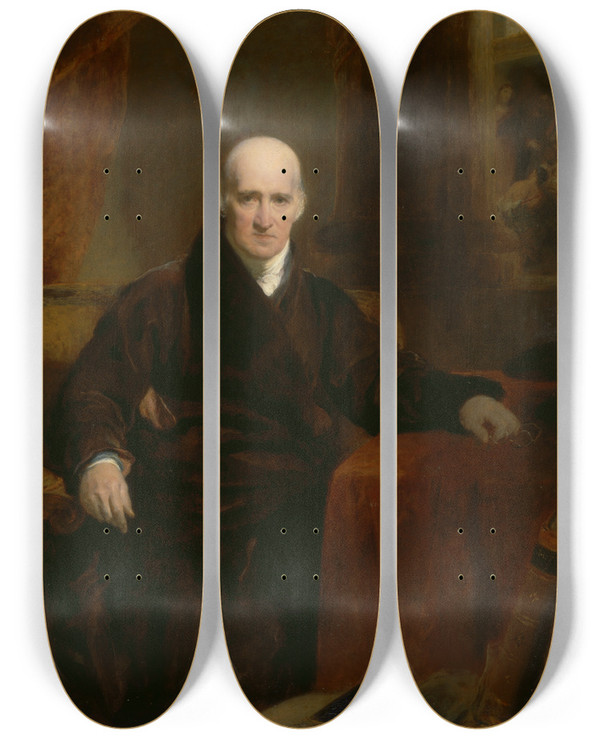 Triptych art skateboard deck of Sir Thomas Lawrence Benjamin West Pra by Sir Thomas Lawrence (1769-1830)