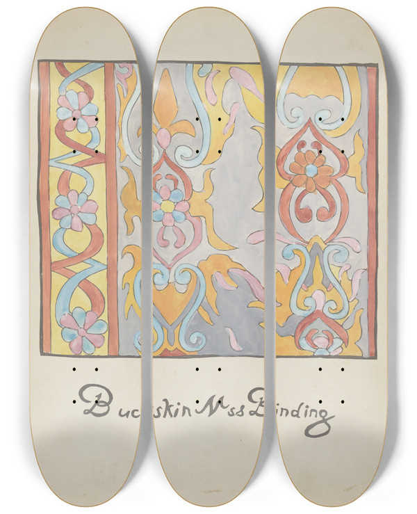 Triptych art skateboard deck of American 20Th Century Plate 48 Buckskin Design From Portfolio Spanish Colonial Designs Of New Mexico_2 by American 20Th Century