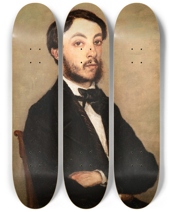 Triptych art skateboard deck of Jeanbaptistecamille Corot Portrait Ofhenri Sennegon Nephew Of Corot 18281886 by Jean-Baptiste-Camille Corot (1796-1875)
