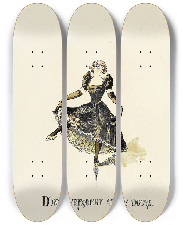 Triptych art skateboard deck of Harry Whitney Mcvickar Matrimonial Advice Pl07 by Harry Whitney Mcvickar (1860-1905)