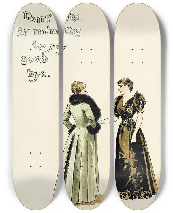 Triptych art skateboard deck of Harry Whitney Mcvickar Matrimonial Advice Pl14 by Harry Whitney Mcvickar (1860-1905)