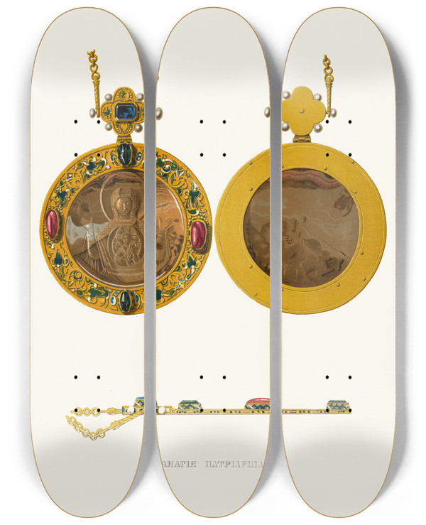 Triptych art skateboard deck of Fedor Grigoryevich Solntsev Panagiia Patrairshaia by Fedor Grigoryevich Solntsev (1801-1892)