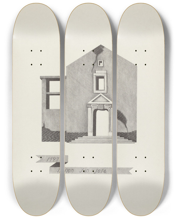 Triptych art skateboard deck of James Jones Mision San Jose_2 by James Jones