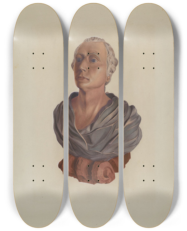 Triptych art skateboard deck of Betty Fuerst Figurehead Bust Of Washington by Betty Fuerst