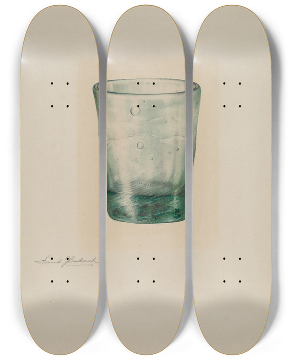 Triptych art skateboard deck of Frank Budash Tumbler by Frank Budash