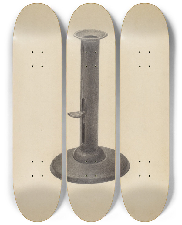Triptych art skateboard deck of Benjamin Resnick Candlestick_2 by Benjamin Resnick