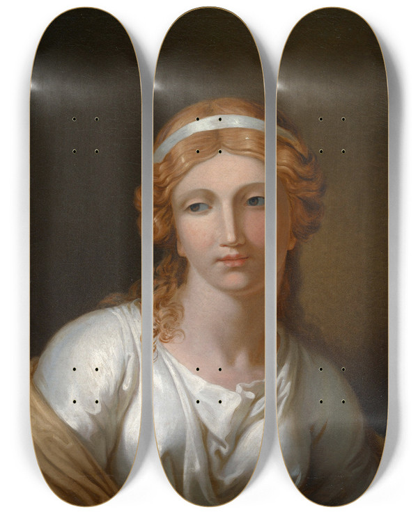 Triptych art skateboard deck of Johann Heinrich Wilhelm Tischbein Helen by Johann Heinrich Wilhelm Tischbein (1751-1829)