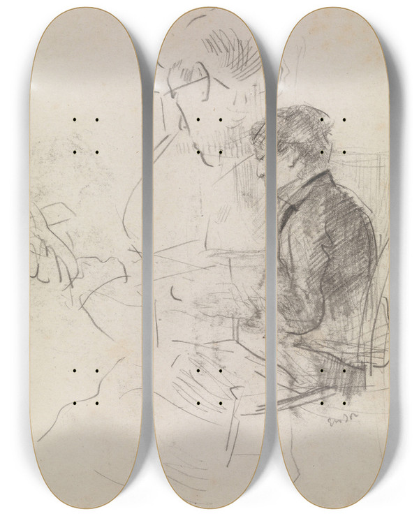 Triptych art skateboard deck of James Ensor Ensors Mother_2 by James Ensor (1860-1949)