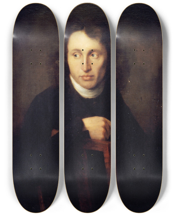 Triptych art skateboard deck of Johann Bernhard Scheffer Autoportrait by Johann Bernhard Scheffer (1773-1809)