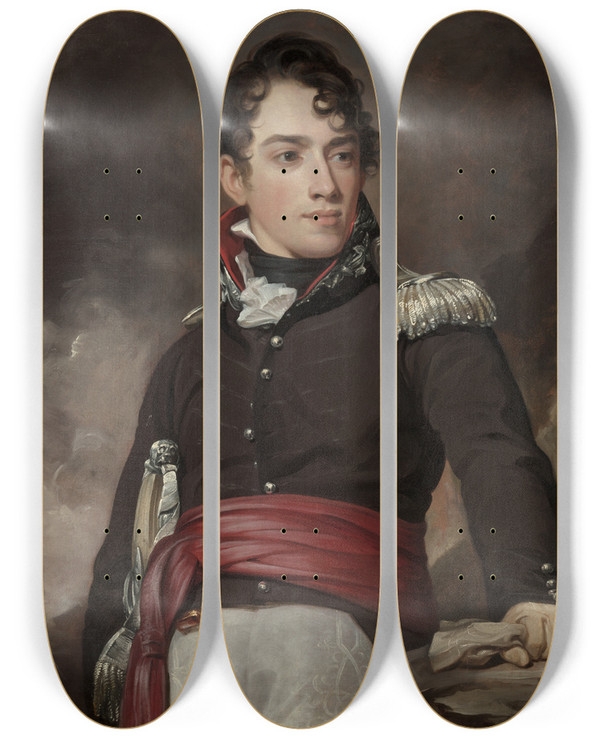 Triptych art skateboard deck of Thomas Sully Portrait Of Jean Terford David by Thomas Sully (1783-1872)