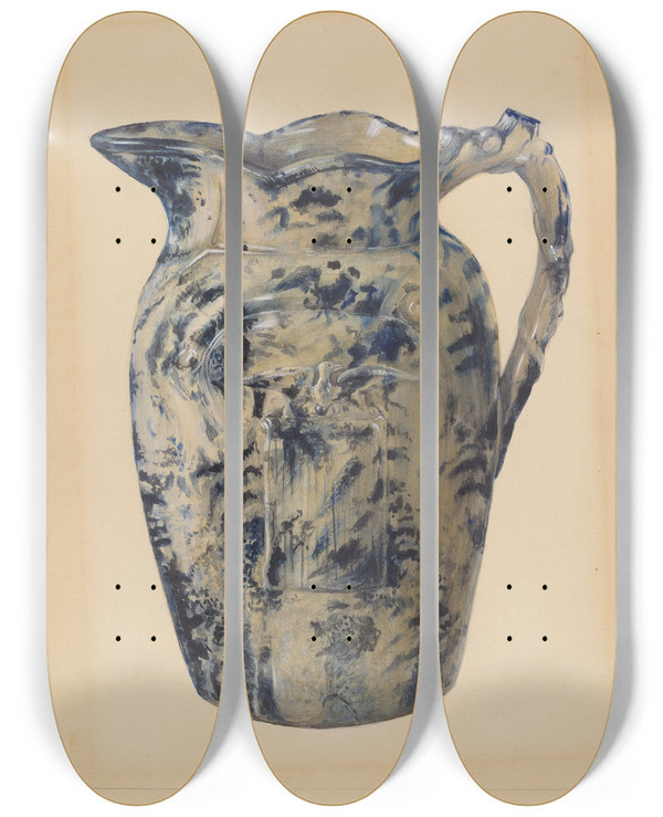 Triptych art skateboard deck of Mina Lowry Pitcher_1 by Mina Lowry (1894-1942)