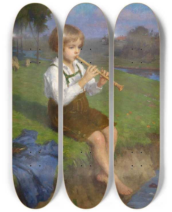 Triptych art skateboard deck of Simon Glcklich Frhlingsmelodie by Simon Glucklich (1863-1943)