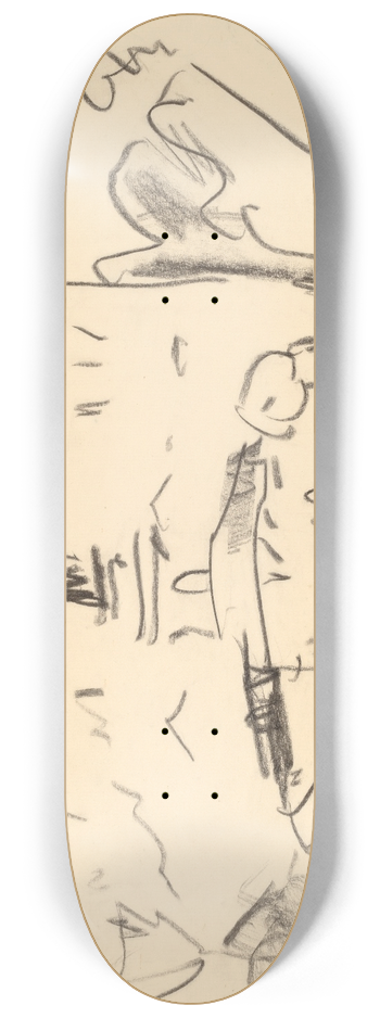 Ernst Ludwig Kirchner - Houses in Dresden with People Strolling 8.25 inch art skate deck