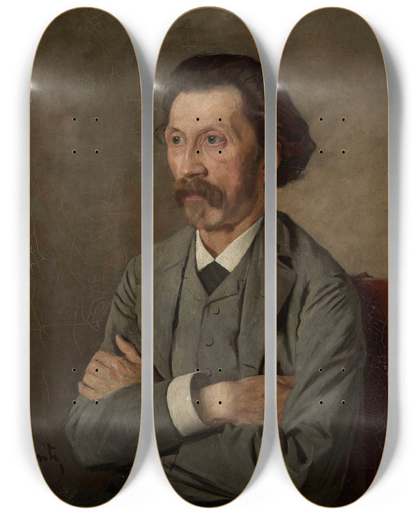 Triptych art skateboard deck of Stanisaw Lentz Portrait Of Daniel Filleborn by Stanislaw Lentz (1861-1920)