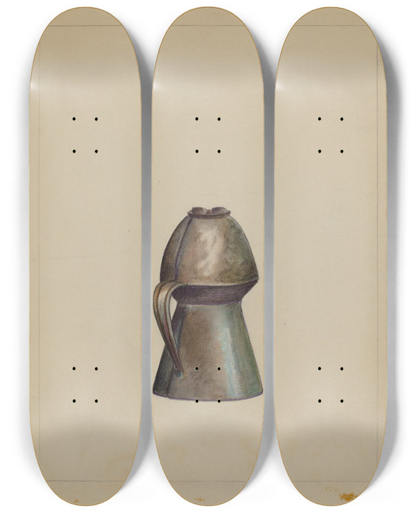 Triptych art skateboard deck of Charlotte Winter Lamp_4 by Charlotte Winter (20-)