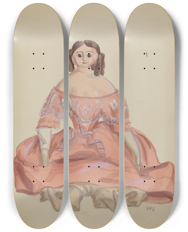 Triptych art skateboard deck of Raoul Du Bois Doll_2 by Raoul Du Bois