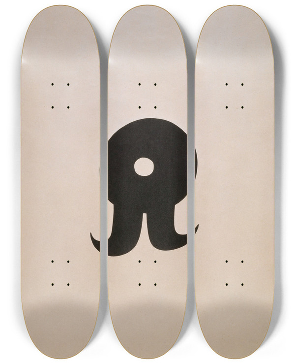 Triptych art skateboard deck of Kurt Schwitters Schnurruhr by Kurt Schwitters (1887-1948)