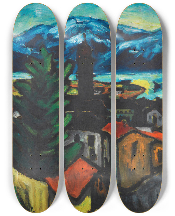Triptych art skateboard deck of Arthur Segal Ascona by Arthur Segal (1875-1944)