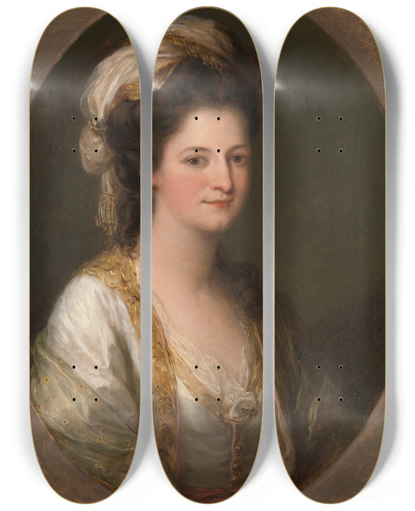 Triptych art skateboard deck of Angelica Kauffmann Portrait Of A Woman Traditionally Identified As Lady Hervey by Angelica Kauffmann (1741-1807)