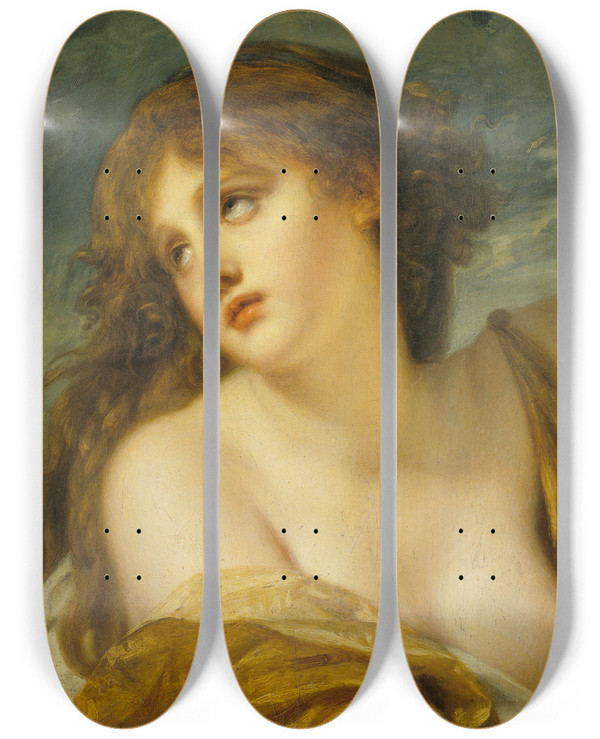 Triptych art skateboard deck of Jeanbaptiste Greuze Psyche_1 by Jean-Baptiste Greuze (1725-1805)