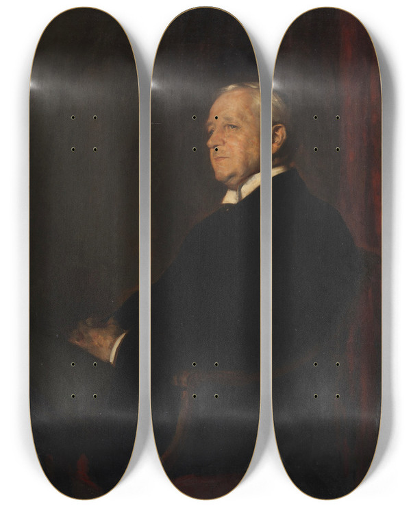 Triptych art skateboard deck of Carl Von Marr Portrt Richard Bestehorn by Carl Von Marr (1858-1936)