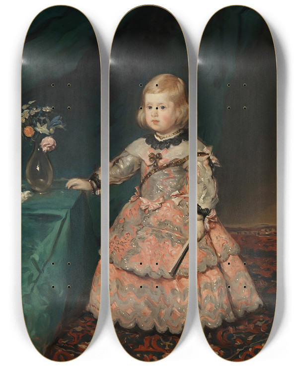 Triptych art skateboard deck of Helene Schjerfbeck Infanta Maria Teresia Copy After Velzquez by Helene Schjerfbeck (1862-1946)