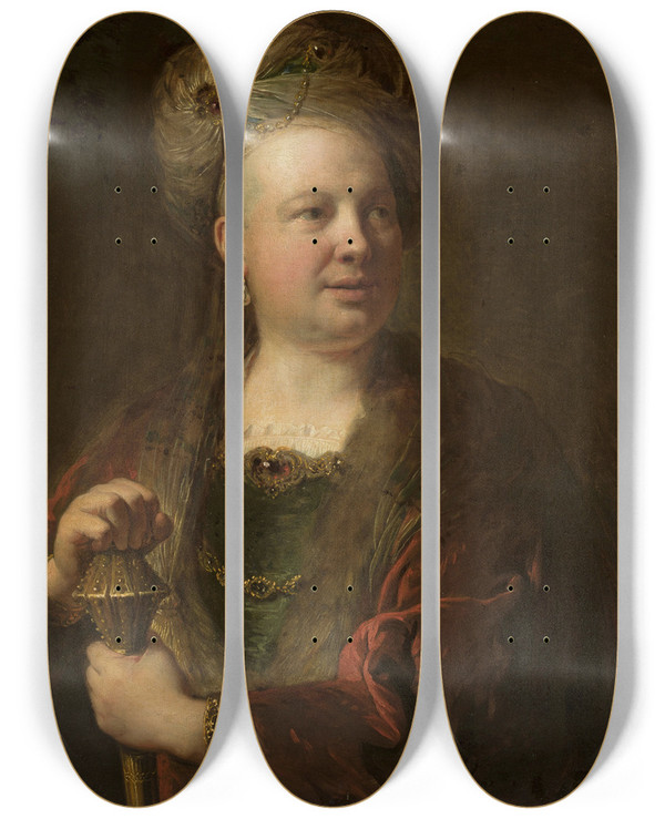 Triptych art skateboard deck of Alexis Grimou Portrait Of A Man In An Eastern Costume by Alexis Grimou (1678-1733)