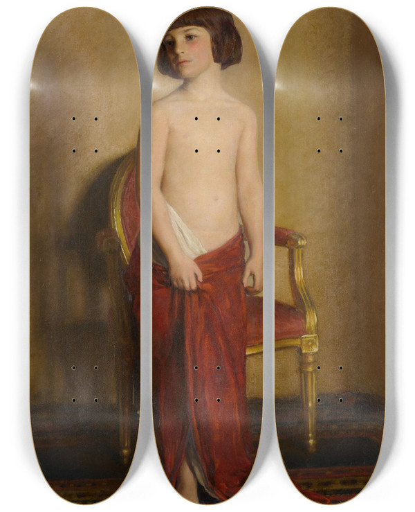 Triptych art skateboard deck of William Sergeant Kendall A Statuette by William Sergeant Kendall (1869-1938)