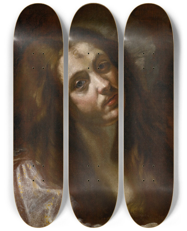 Triptych art skateboard deck of Orazio Borgianni A Study Of A Woman by Orazio Borgianni (1578-1616)