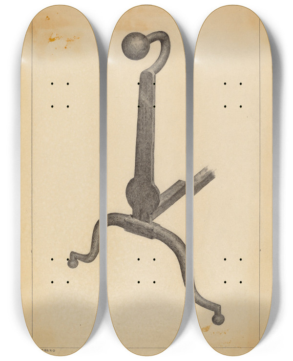 Triptych art skateboard deck of Salvatore Borrazzo Andiron_2 by Salvatore Borrazzo