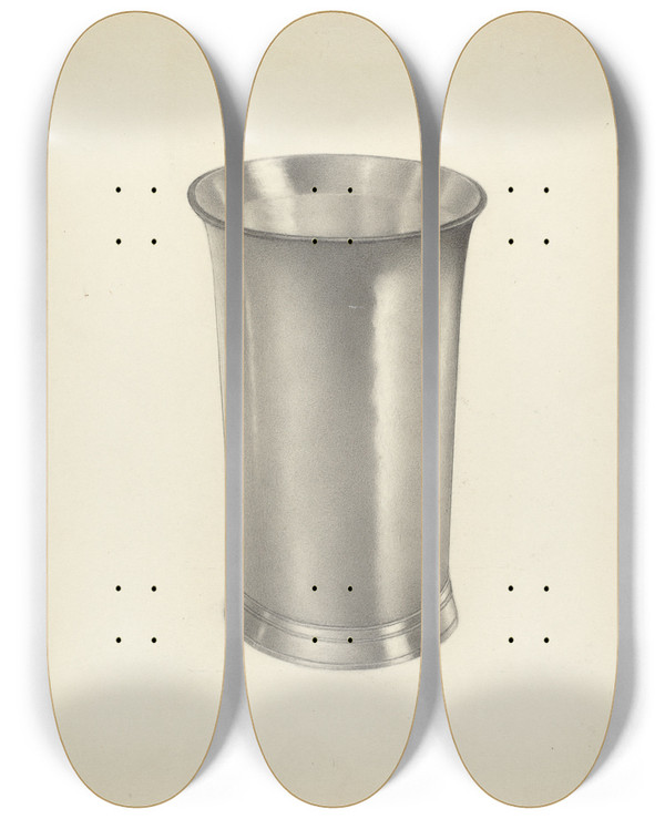 Triptych art skateboard deck of Aaron Fastovsky Beaker by Aaron Fastovsky