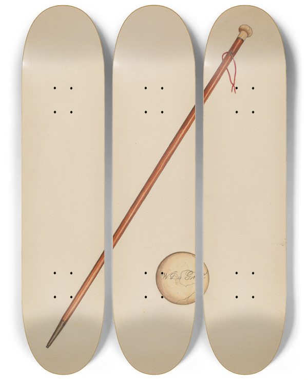 Triptych art skateboard deck of Gladys Cook Cane by Gladys Cook