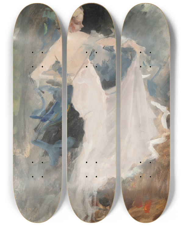 Triptych art skateboard deck of Brynolf Wennerberg Tnzerin_2 by Brynolf Wennerberg (1866-1950)