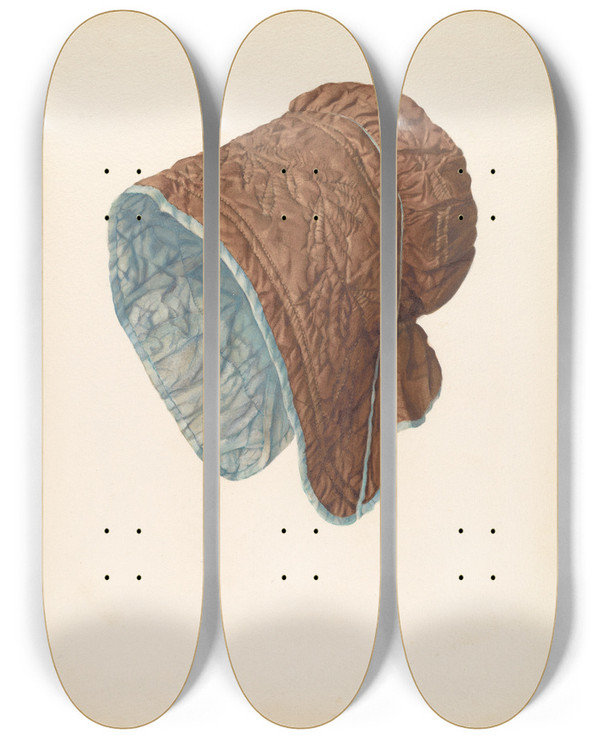 Triptych art skateboard deck of Dorothea Mierisch Childs Bonnet by Dorothea Mierisch