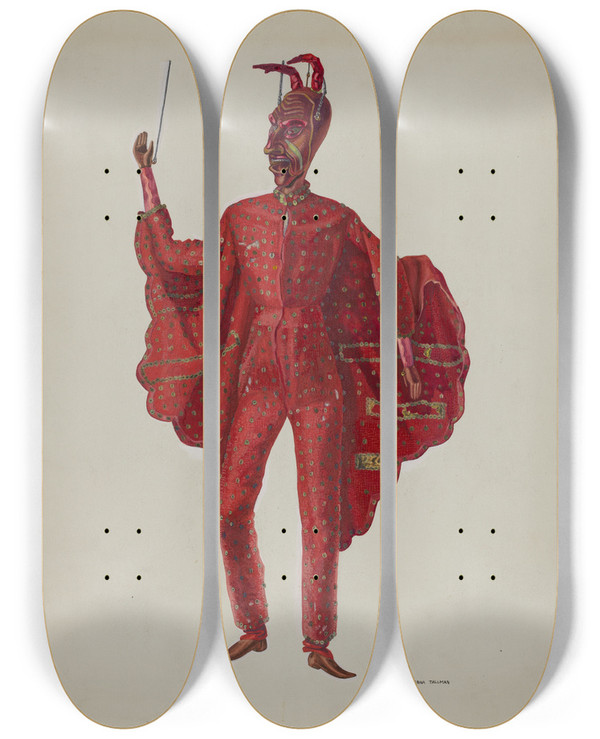 Triptych art skateboard deck of Verna Tallman Marionette by Verna Tallman