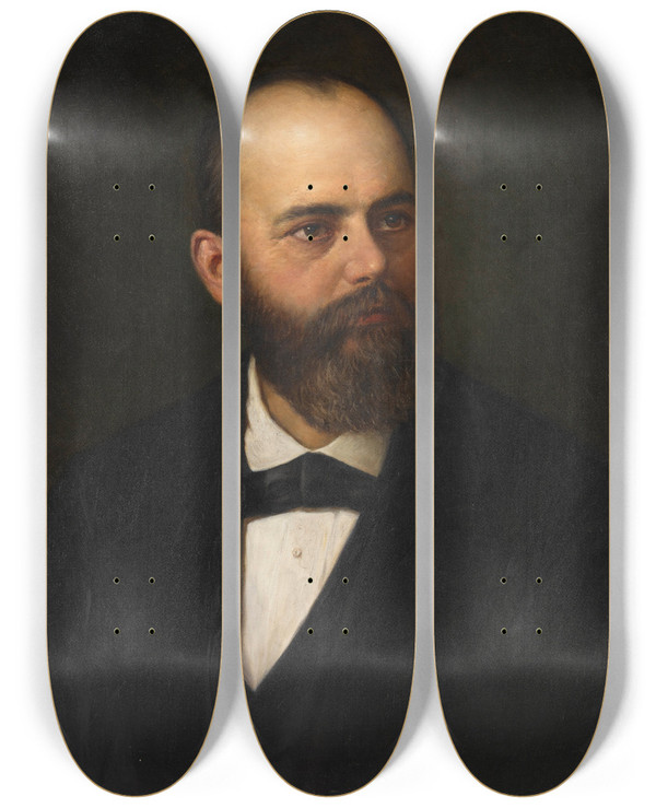 Triptych art skateboard deck of Adolf Mayerhofer Dr Johann Ferdinand Edler Von Schranck Vizebrgermeister V Wien by Adolf Mayerhofer (1857-1932)