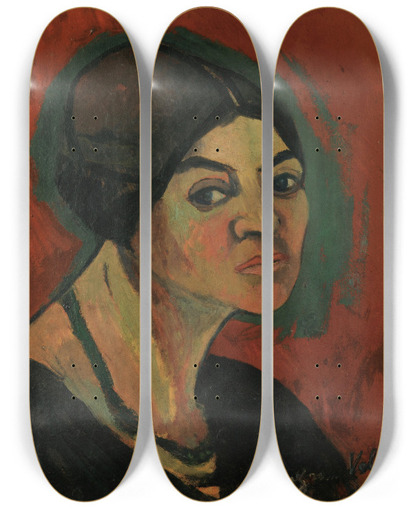 Triptych art skateboard deck of Suzanne Valadon Autoportrait by Suzanne Valadon (1865-1938)