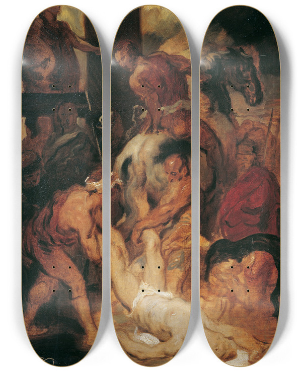 Triptych art skateboard deck of Hans Canon Die Marter Des Heiligen Hippolytus by Hans Canon (1829-1885)