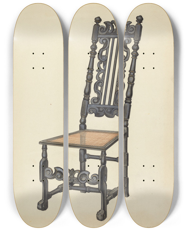 Triptych art skateboard deck of Arthur Johnson Highback Side Chair_2 by Arthur Johnson