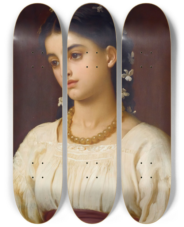 Triptych art skateboard deck of Frederic Leighton Catarina by Frederic Leighton (1830-1896)