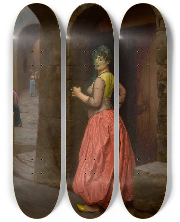 Triptych art skateboard deck of Jeanlon Grme Jeune Fille Du Caire_2 by Jean-Lon Grme (1824-1904)