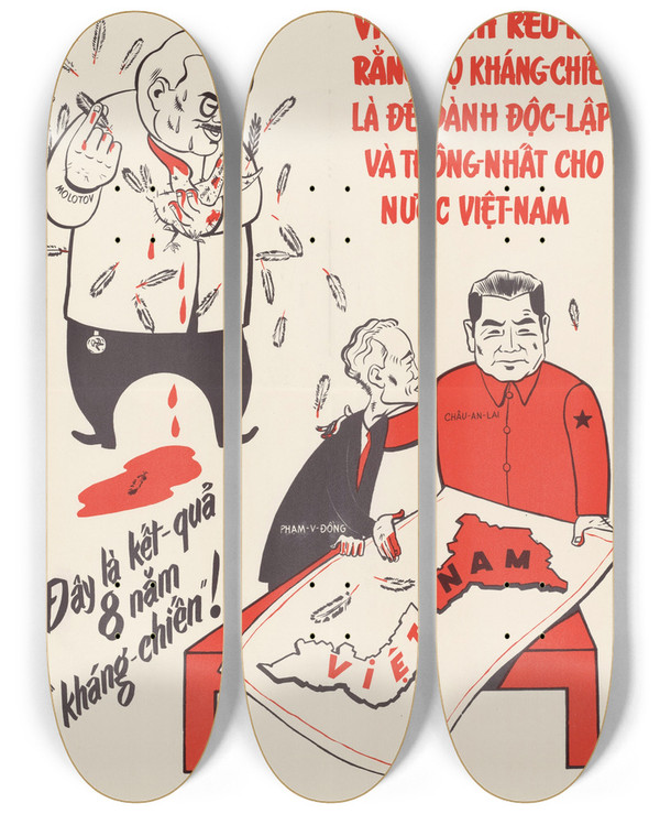 Triptych art skateboard deck of Us Information Agency Result Of 8 Years Of Struggle by U S Information Agency (1953-1999)