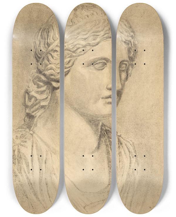 Triptych art skateboard deck of Egon Schiele Antike Bste by Egon Schiele (1890-1918)