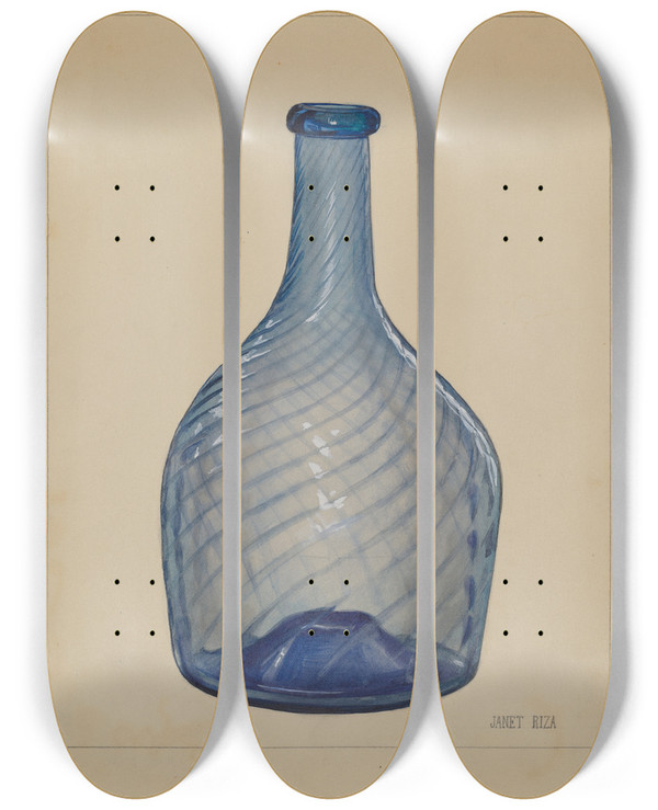 Triptych art skateboard deck of Janet Riza Bottle_2 by Janet Riza (20-)
